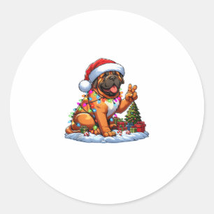 Sticker Rond Funky Peace Mastiff lumières de Noël Femmes M