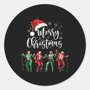 Sticker Rond Funky Trump Dance Santa Claus Joyeux Noël Noël Noë