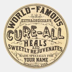Sticker Rond Funky Vintage Personnalisé Cure All