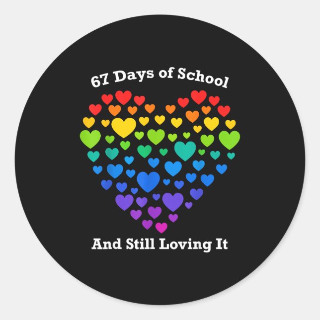 Sticker Rond Funny 100th Day Of School Shirt Teacher Heart Vale (Devant)