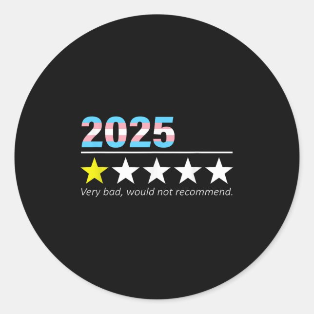 Sticker Rond Funny 2025 Very Bad Would Not Recommend  (Devant)