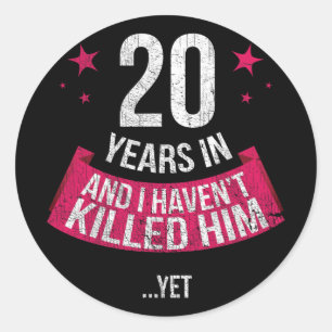 Sticker Rond Funny 20e anniversaire de Mariage Femme T-shirt ca