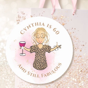 Sticker Rond Funny 60 et fabuleux dessin animé 60e anniversaire