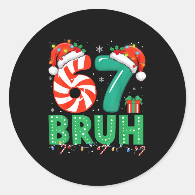 Sticker Rond Funny 67 Christmas Pajama Xmas Six Seven Meme 6-7  (Devant)