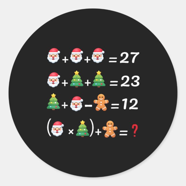 Sticker Rond Funny 67 Meme Christmas Math Teacher Santa Six Sev (Devant)