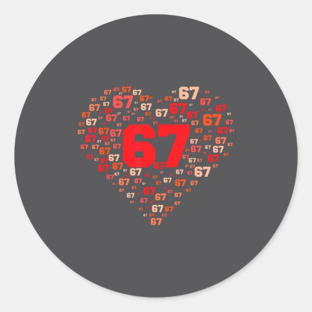 Sticker Rond Funny 67 Meme Six Seven Heart Matching Couples Val (Devant)