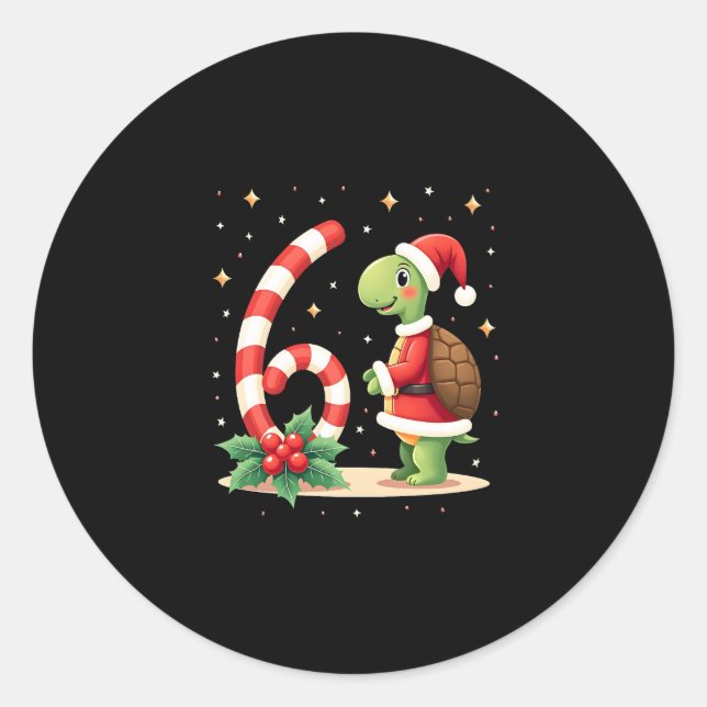 Sticker Rond Funny 67 Meme Turtle Christmas PJm Men Women Famil (Devant)