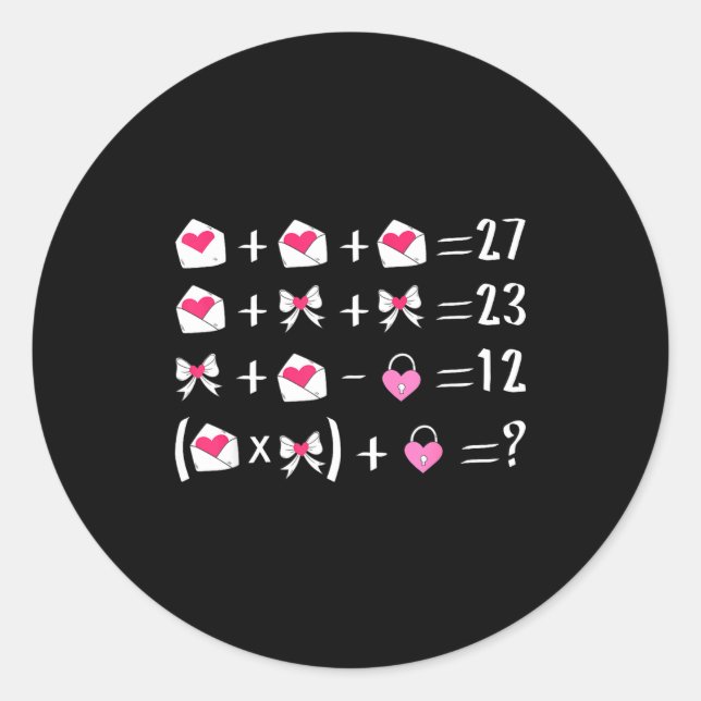 Sticker Rond Funny 67 Meme Valentine Math Teacher Bow Six Seven (Devant)