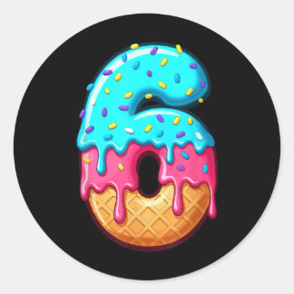 Sticker Rond Funny 67 Number 6 Ice Cream Drip Meme Matching Gro