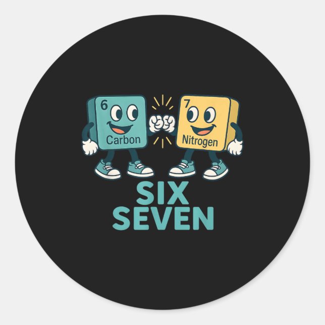 Sticker Rond Funny 67 Science Teacher 6 7 Carbon Nitrogen Perio (Devant)
