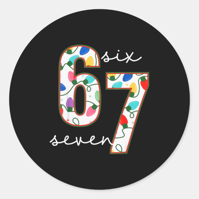 Sticker Rond Funny 67 Six Seven Meme Cringe Christmas  (Devant)