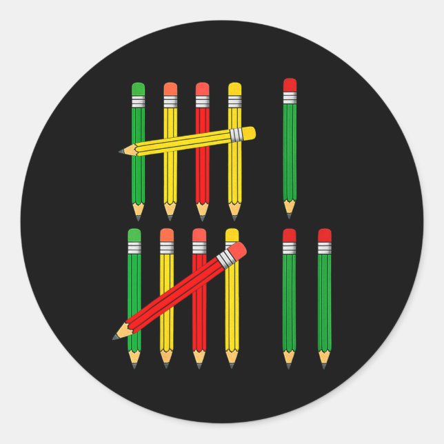 Sticker Rond Funny 67 Tally Marks Math For Teachers Students Si (Devant)