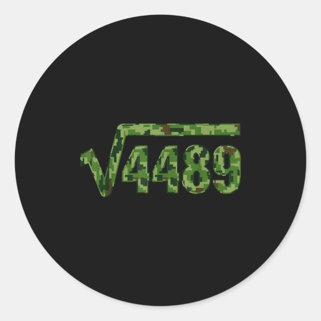 Sticker Rond Funny 67 Trendy Square Root 4489 Camo Tee  (Devant)