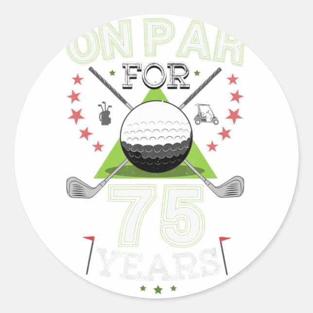 Sticker Rond Funny 75th Birthday Golfer (Devant)