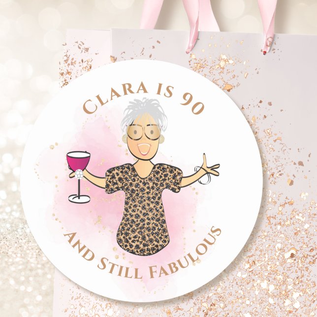 Sticker Rond Funny 90 et fabuleux dessin animé 90e anniversaire (Créateur téléchargé)