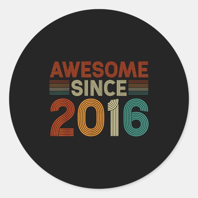 Sticker Rond Funny 9 Year Old Awesome Since 2016 Birthday Son B (Devant)