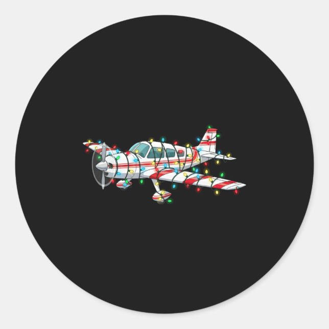 Sticker Rond Funny Airplane Christmas Graphics Lights Lover Lon (Devant)
