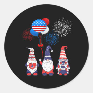 Sticker Rond Funny American Gnomes Cool 4 juillet Jour Indépend