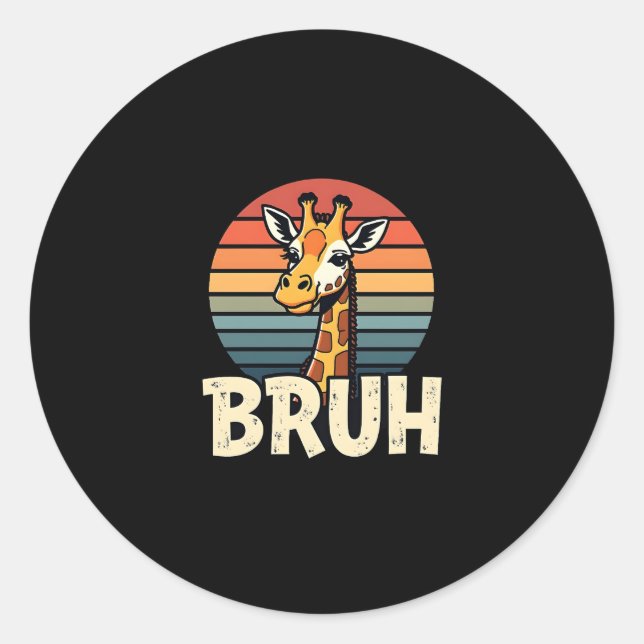 Sticker Rond Funny Animal Giraffe Meme Face Festive Xmas T-Shir (Devant)