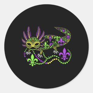 Sticker Rond Funny Axolotl Mardi Gras Festival Carnaval Femmes