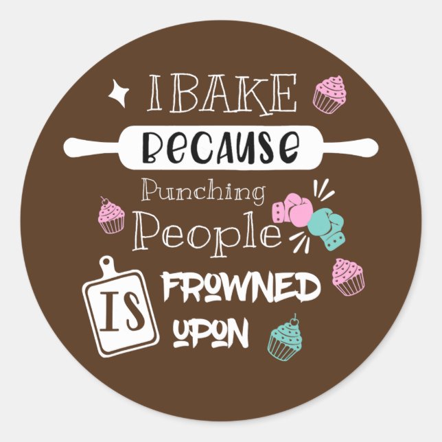 Sticker Rond Funny Baking Cookies citation Cuisine Cool Baking (Devant)
