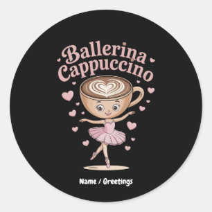 Sticker Rond Funny Ballerina Cappuccina Italien Brainrot mème