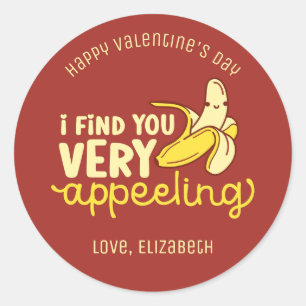 Sticker Rond Funny Banana Pun mignon Valentine's Day Rouge
