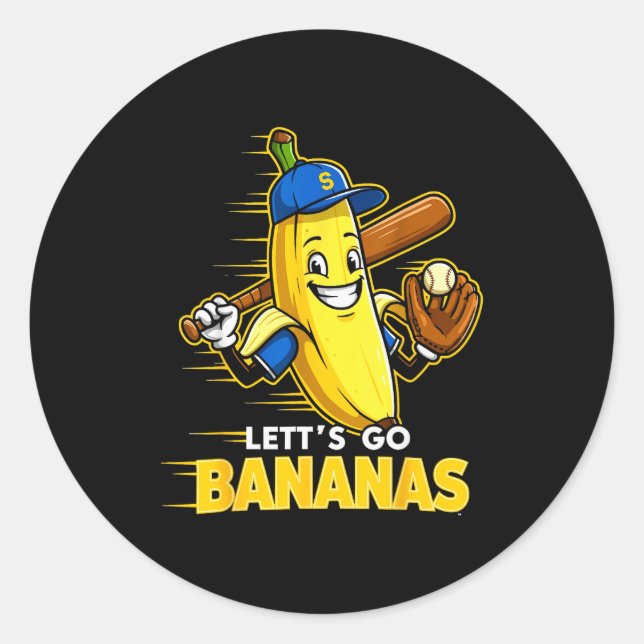 Sticker Rond Funny Banana Shirts Gift Fruit Lovers Boys Lets Go (Devant)
