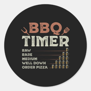 Sticker Rond Funny Barbecue Grill Chef Grill Master Barbecue Lo