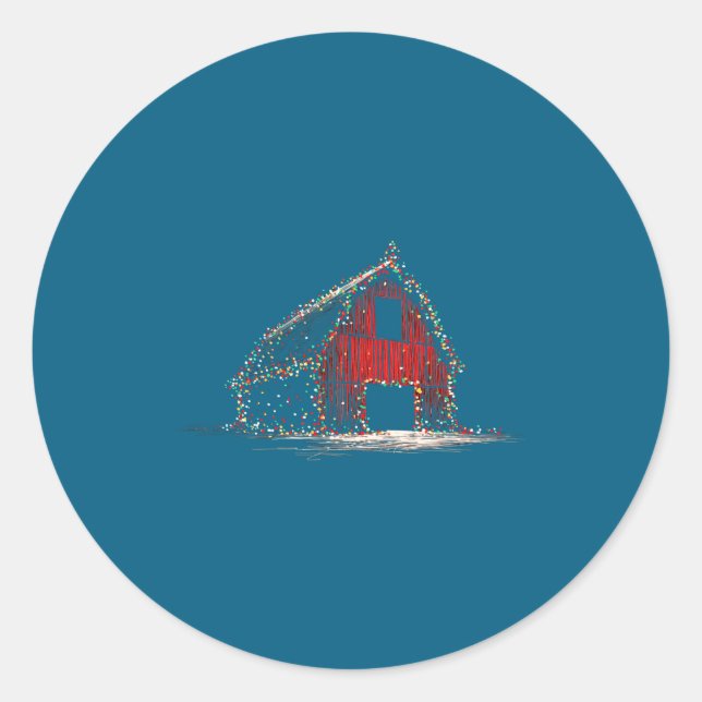 Sticker Rond Funny Barn Christmas Graphics Lights Lover Farm Fa (Devant)