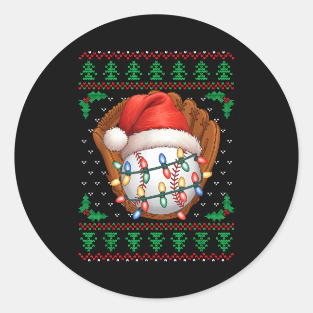 Sticker Rond Funny Baseball Xmas Boys Men Women Kids Ugly Chris (Devant)