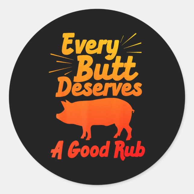 Sticker Rond Funny Bbq Art For Men Women Grilling Meat Smoking  (Devant)