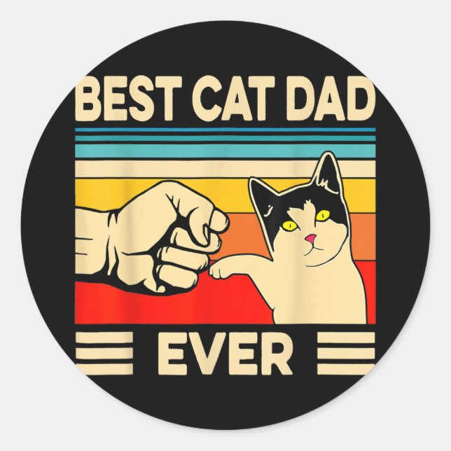 Sticker Rond Funny Best Cat Dad Ever Cat Daddy Father Day Gift (Devant)