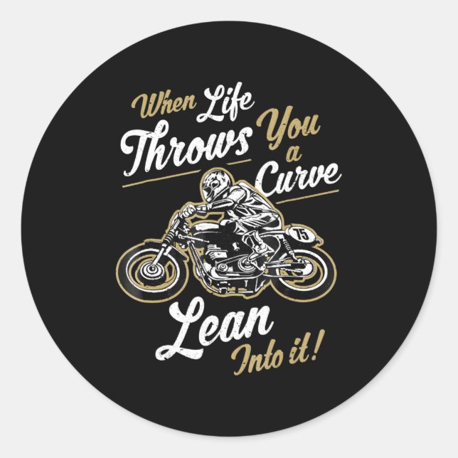 Sticker Rond Funny Biker Citations Sarcastic Motorcycle Rider C (Devant)