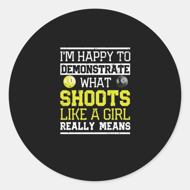 Sticker Rond Funny billard snooker Je suis heureux (Devant)