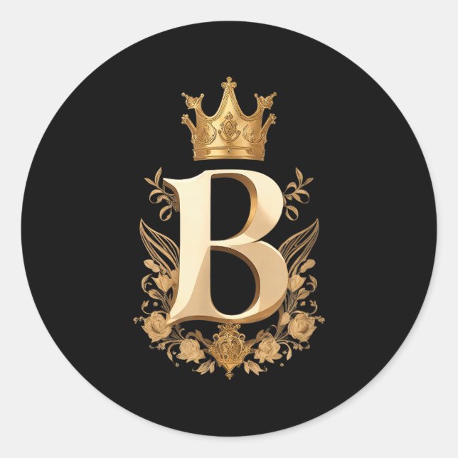 Sticker Rond Funny Birthday Queen B - Letter B And Crown (bee)  (Devant)
