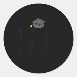 Sticker Rond Funny Black Cat Graduation Animal I Graduated Cl 2