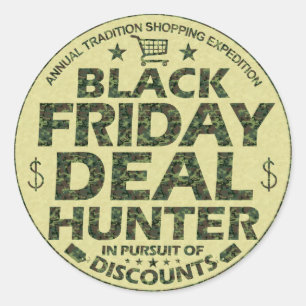Sticker Rond Funny Black Vendredi Chasseur d'affaires rabais Sh