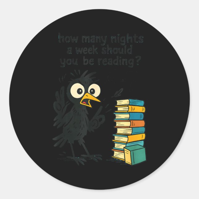 Sticker Rond Funny Bookworm 6 7 Meme Design _ Reading Nights Hu (Devant)