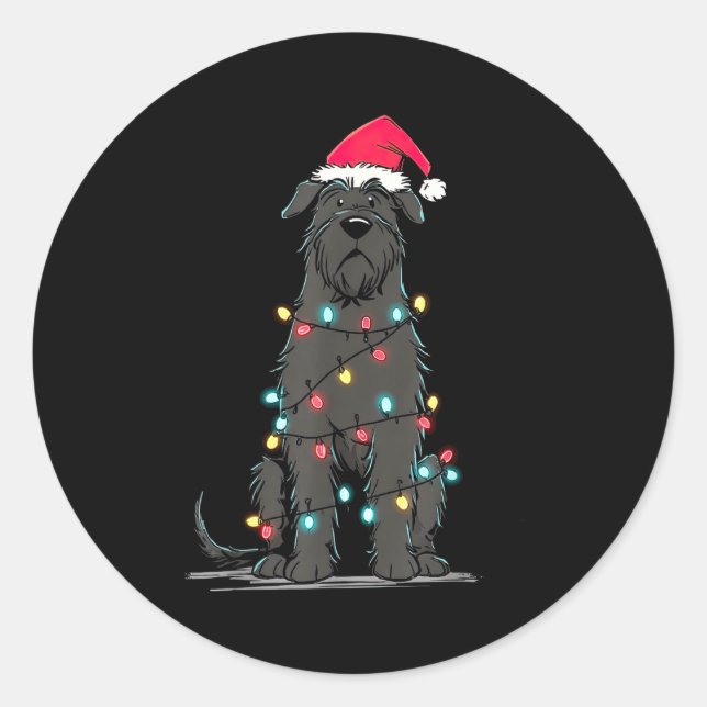 Sticker Rond Funny Bouvier Des Flandres Christmas Graphics Dog  (Devant)