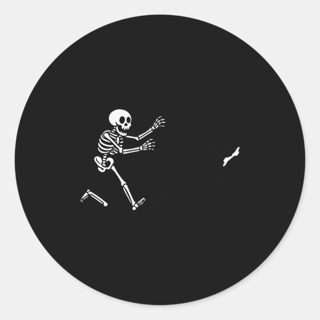 Sticker Rond Funny Boxer Running Skeleton Halloween  (Devant)