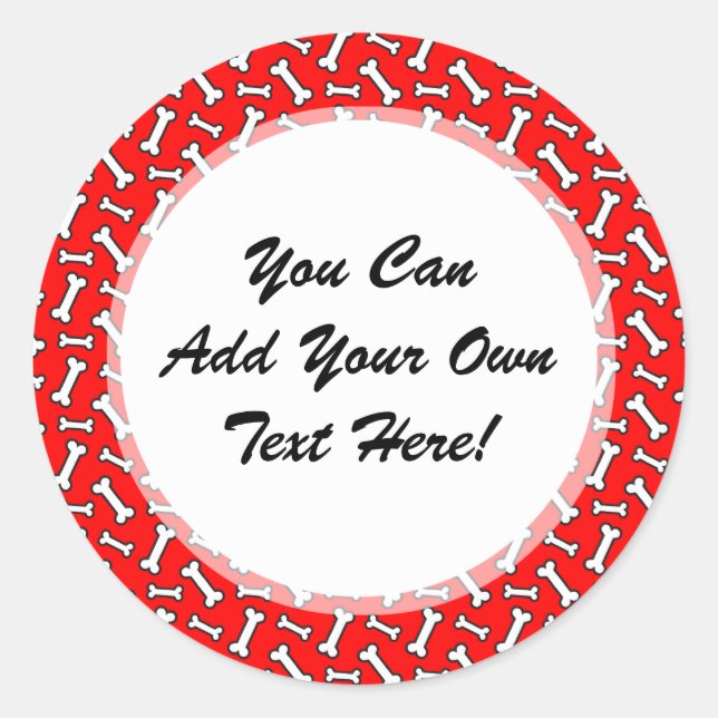Sticker Rond Funny Bright Red Dog Bone Motif pour Amoureux de l (Devant)