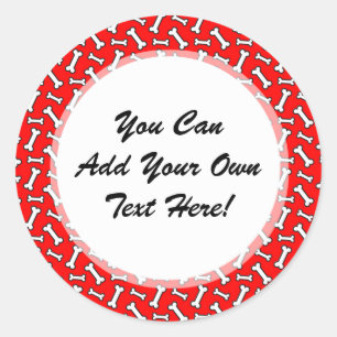 Sticker Rond Funny Bright Red Dog Bone Motif pour Amoureux de l