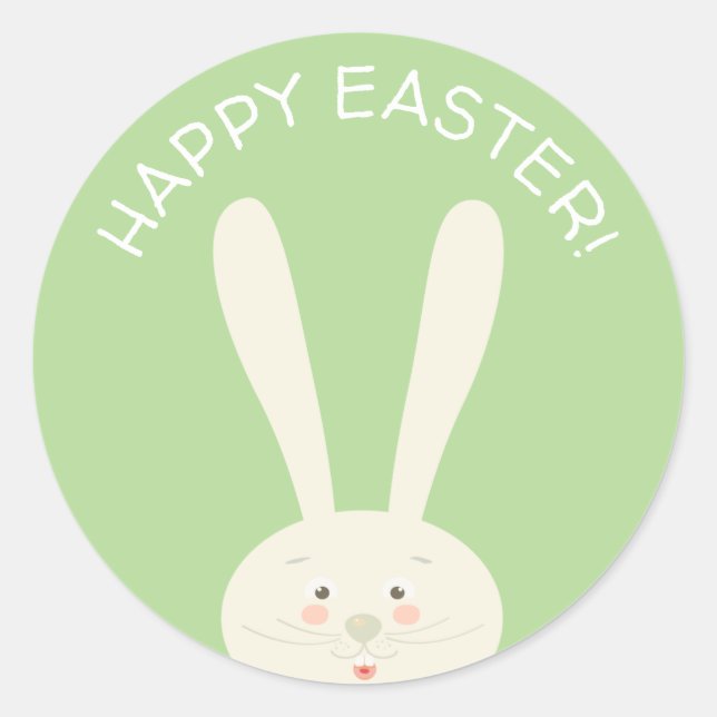 Sticker Rond FUNNY BUNNY Joyeux OEufs de Pâques Fête de chasse  (Devant)
