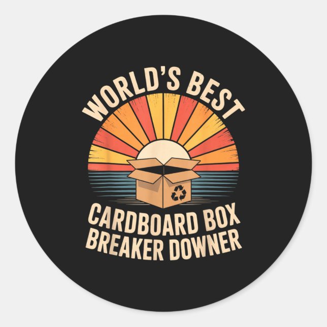 Sticker Rond Funny Cardboard Box Breaker Downer Sarcastic Recyc (Devant)