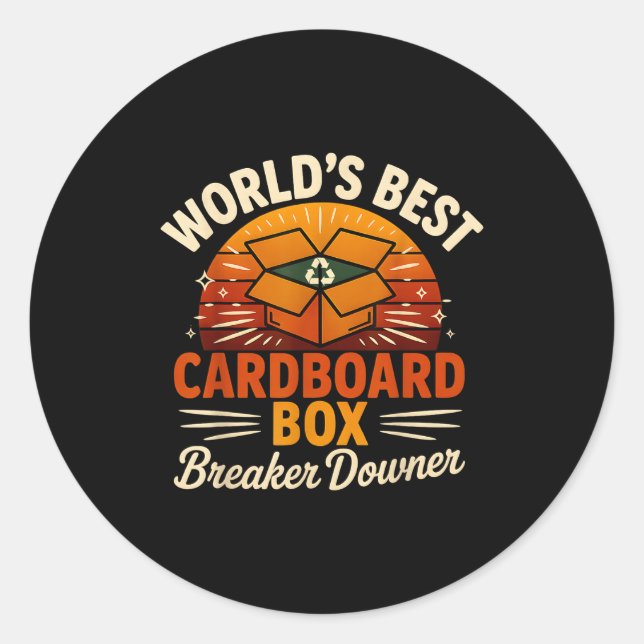 Sticker Rond Funny Cardboard Box Breaker Downer Sarcastic Retro (Devant)