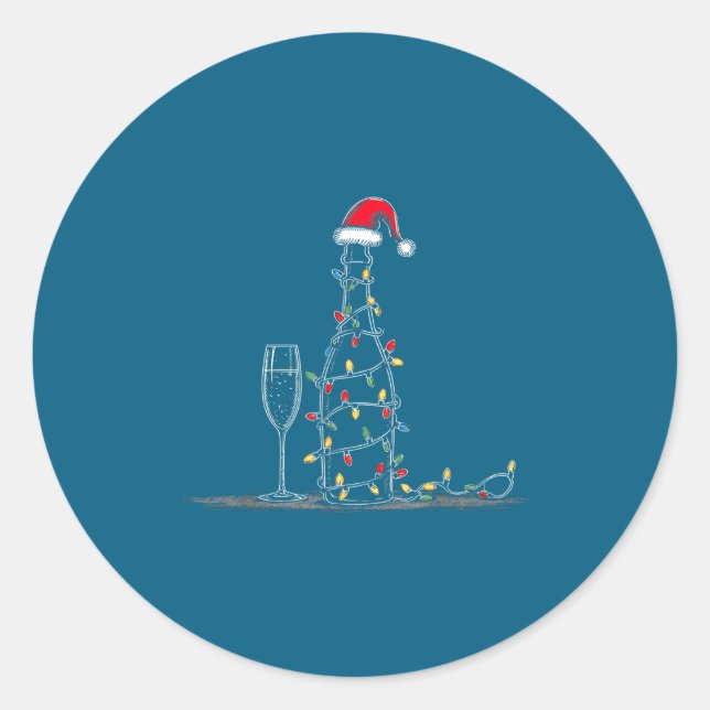 Sticker Rond Funny Champagne Christmas Graphics Lights Lover Dr (Devant)