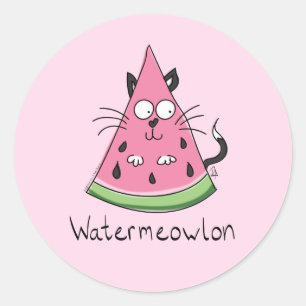 Sticker Rond Funny Chat Watermelon mignon Kids