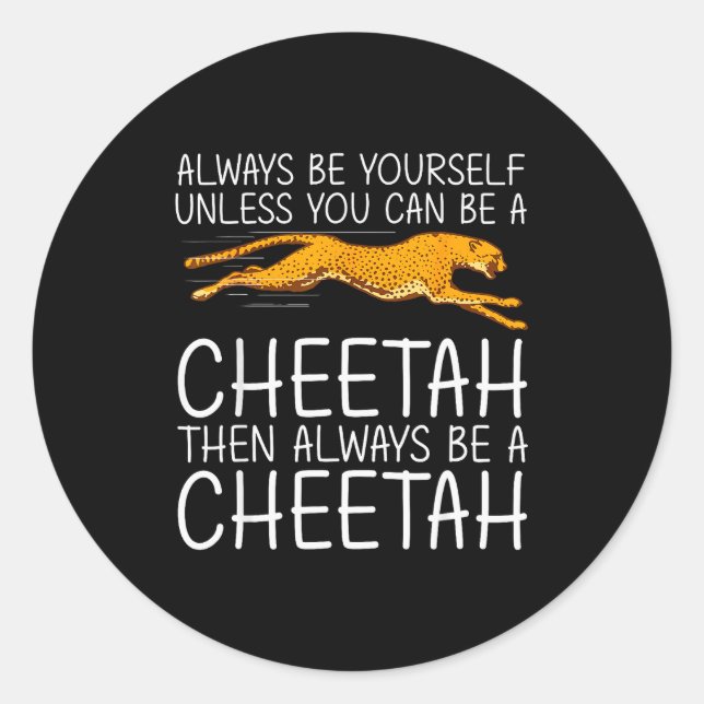 Sticker Rond Funny Cheetah Art For Men Women Kids Animal Safari (Devant)