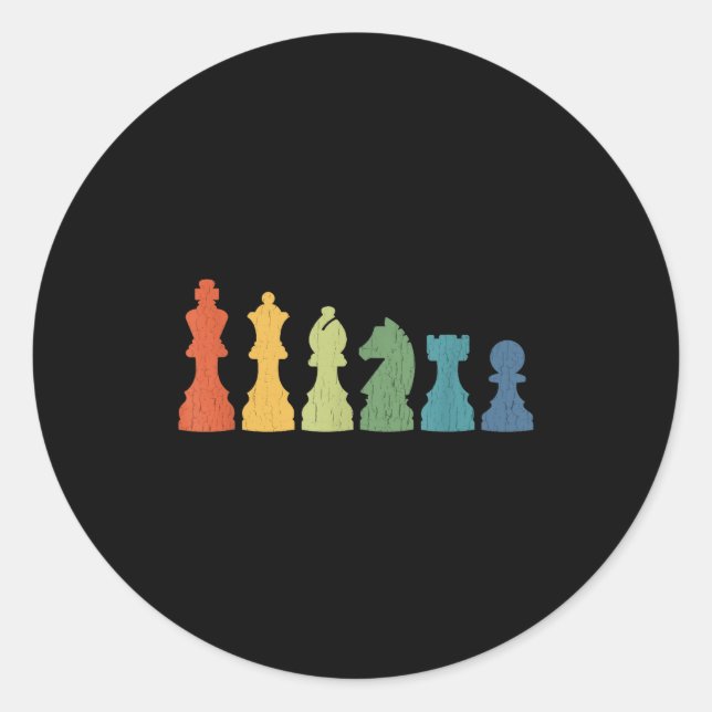 Sticker Rond Funny Chess Eces Board Game Lover Player Themed Ch (Devant)